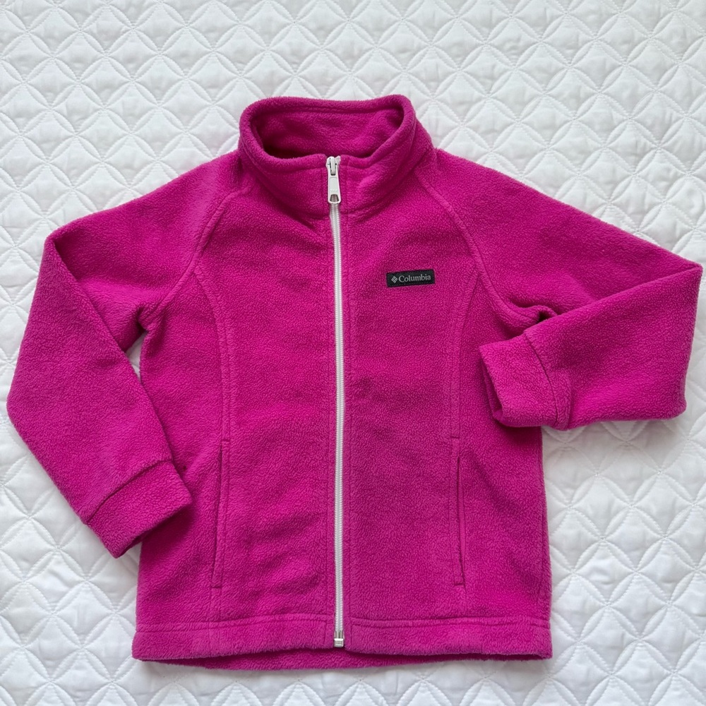 Columbia Girls Full Zip Fleece Jacket Fuchsia Pink Size 4T